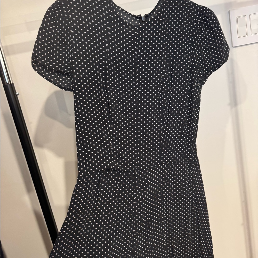 Reformation Black and White Polka Dot Mini Dress